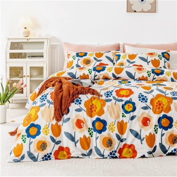 Duvet Cover 3 Pieces Set 1 Vintage Triangle Pattern Duvet Cover - Cute Cartoon F